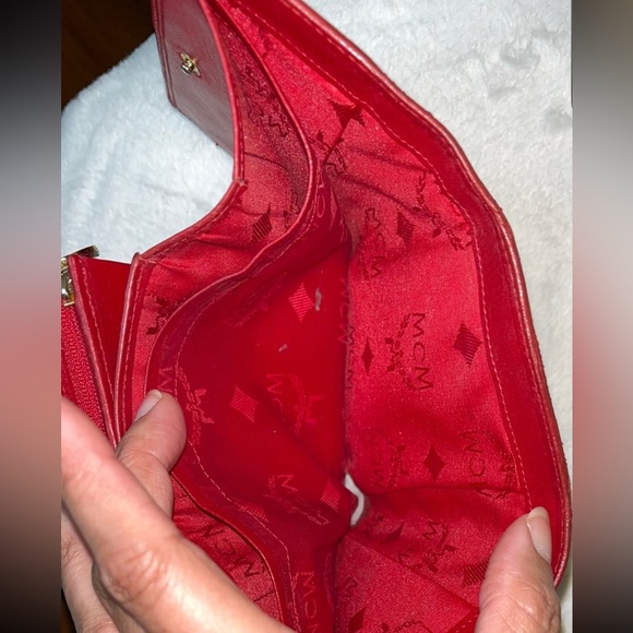 Red Tri-fold MCM Wallet-Authentic - Picture 7 of 11